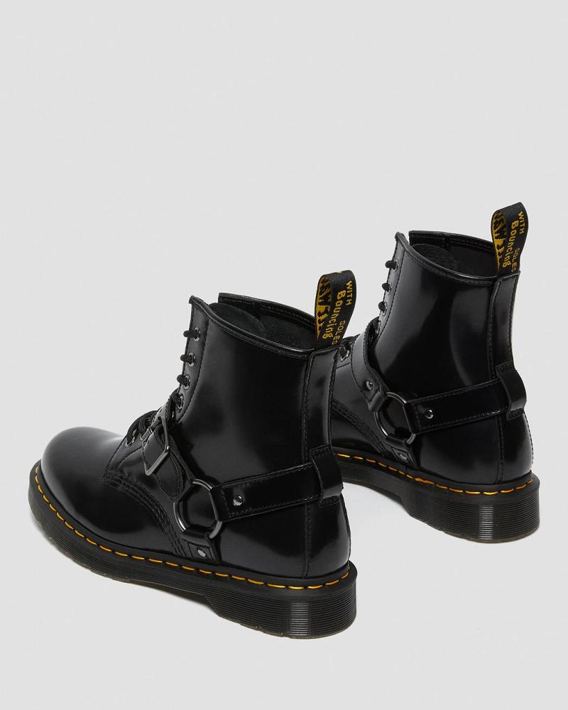 Women's Dr Martens 1460 Harness Leather Lace Up Boots Black | AU 165RVD